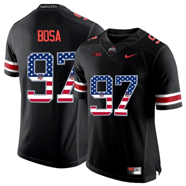 Ohio State Buckeyes Men's NCAA Nick Bosa #97 Blackout 2017 US Flag Fashion Limited College Football Jersey XWS2749PQ